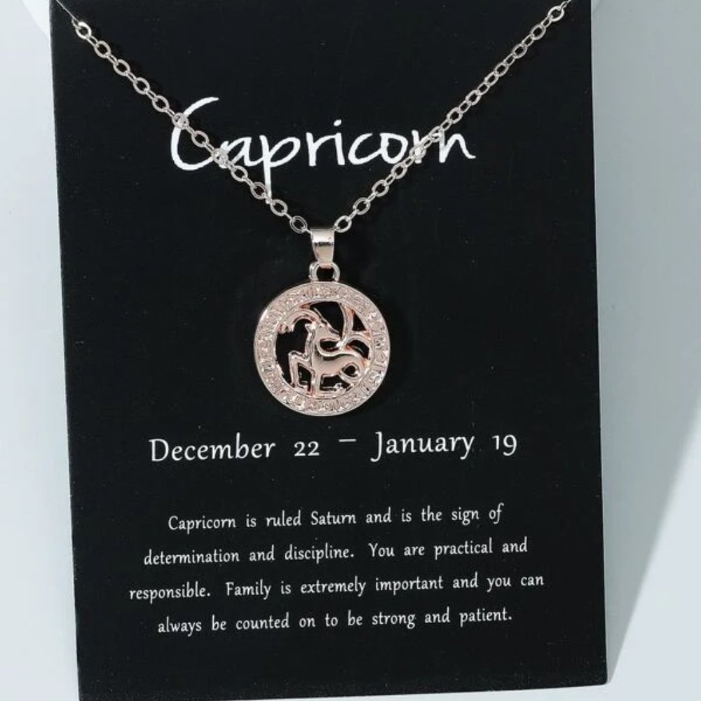 Capricorn Zodiac Rose Gold Necklace